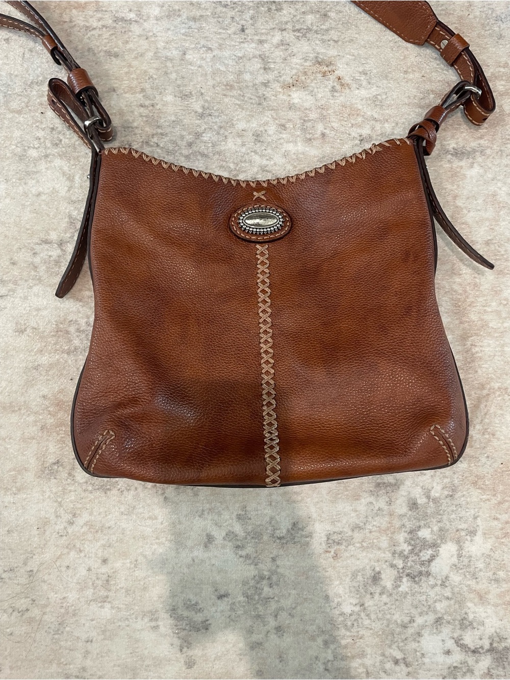 Brighton Brown Leather Shoulder Bag with Silver Accent Serial F6970596